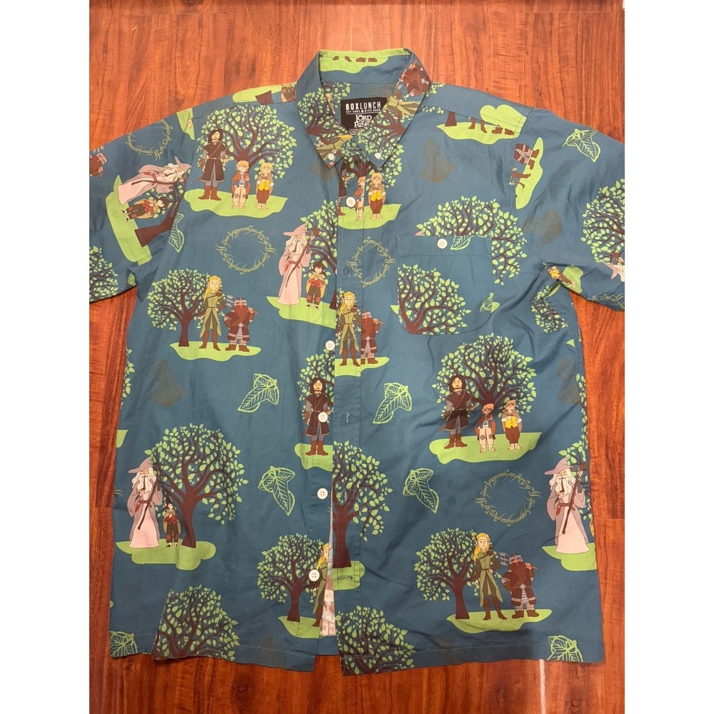 Box Lunch x The Lord of the Rings Button-Up Shirt Mens L Allover Print Casual